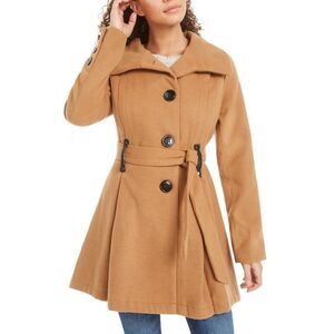 Madden Girl Juniors Drama Belted Skirted Camel Coat Plus Size 3X NWT